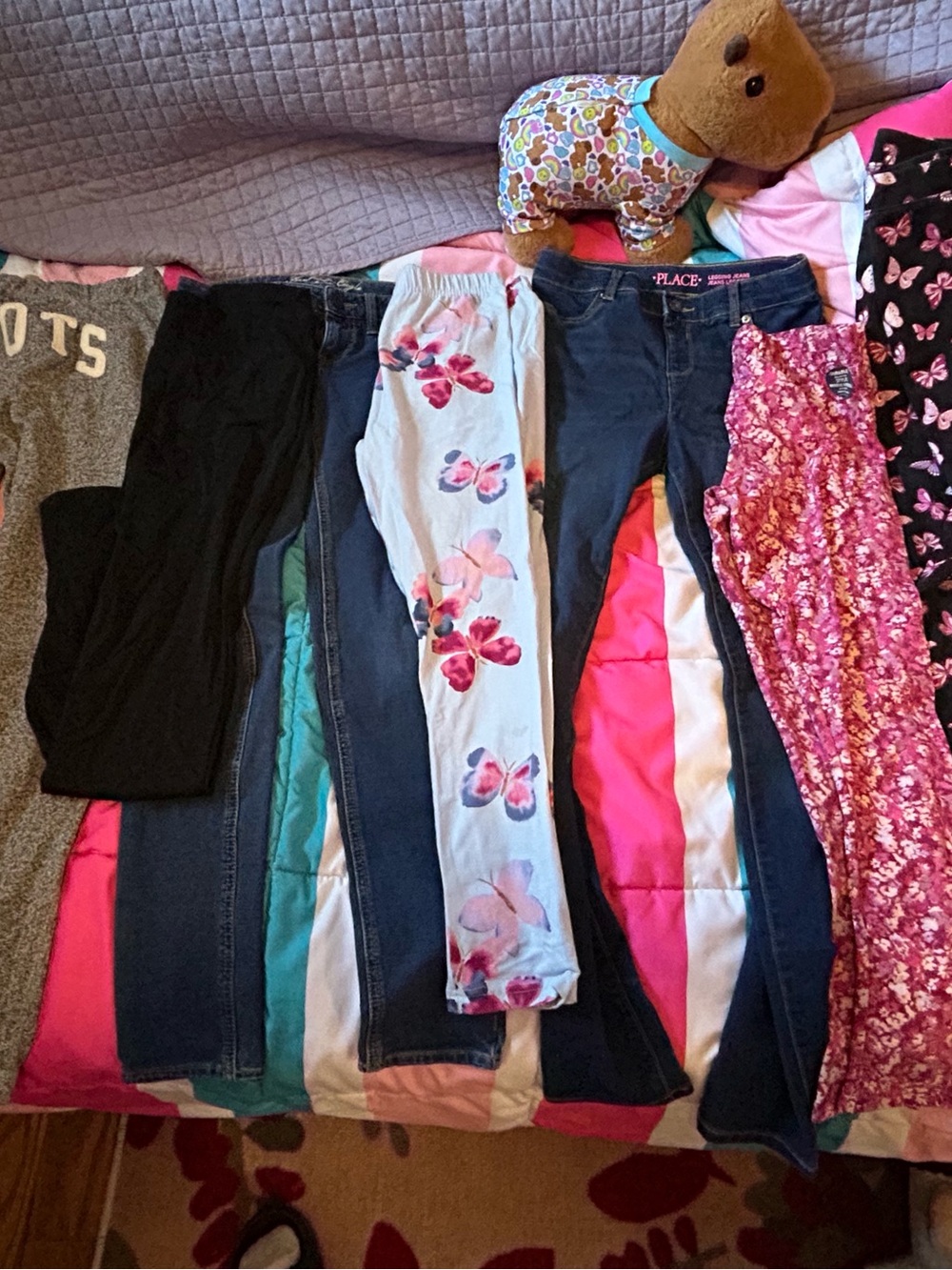The Children's Place Girls' Navy & Floral Mix Leggings Lot